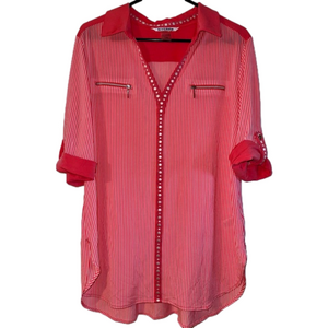 Women’s Peter Nygard Striped Color Block Top Shirt Blouse Size L Large